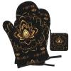 Gold Lotus Flower Kitchen Baking Set with Heat-Resistant Oven Mitts and Pot Lid Pad view 2