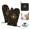Gold Lotus Flower Kitchen Baking Set with Heat-Resistant Oven Mitts and Pot Lid Pad view 3