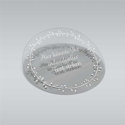 24 Personalized Transparent Stickers with Custom Text – 4.5 cm Round Labels for Gifts, Christmas Stickers (Floral Wreath)