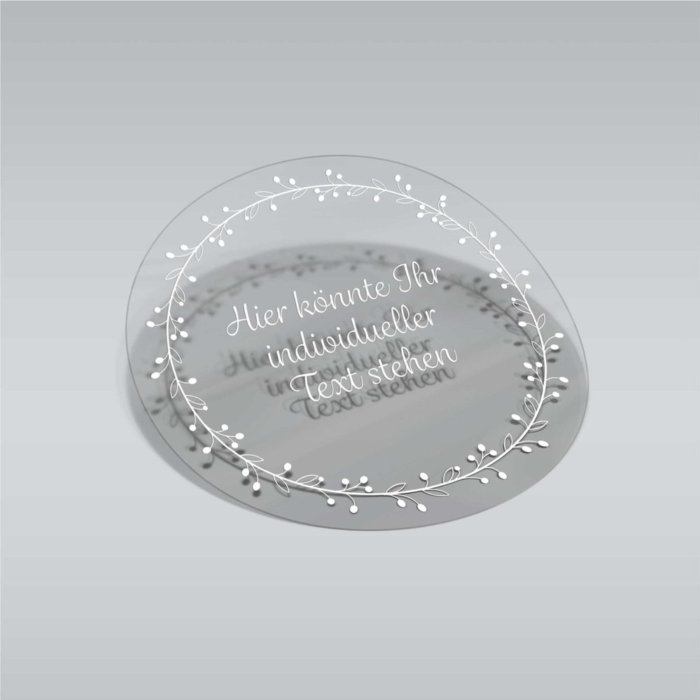 24 Personalized Transparent Stickers with Custom Text – 4.5 cm Round Labels for Gifts, Christmas Stickers (Floral Wreath)