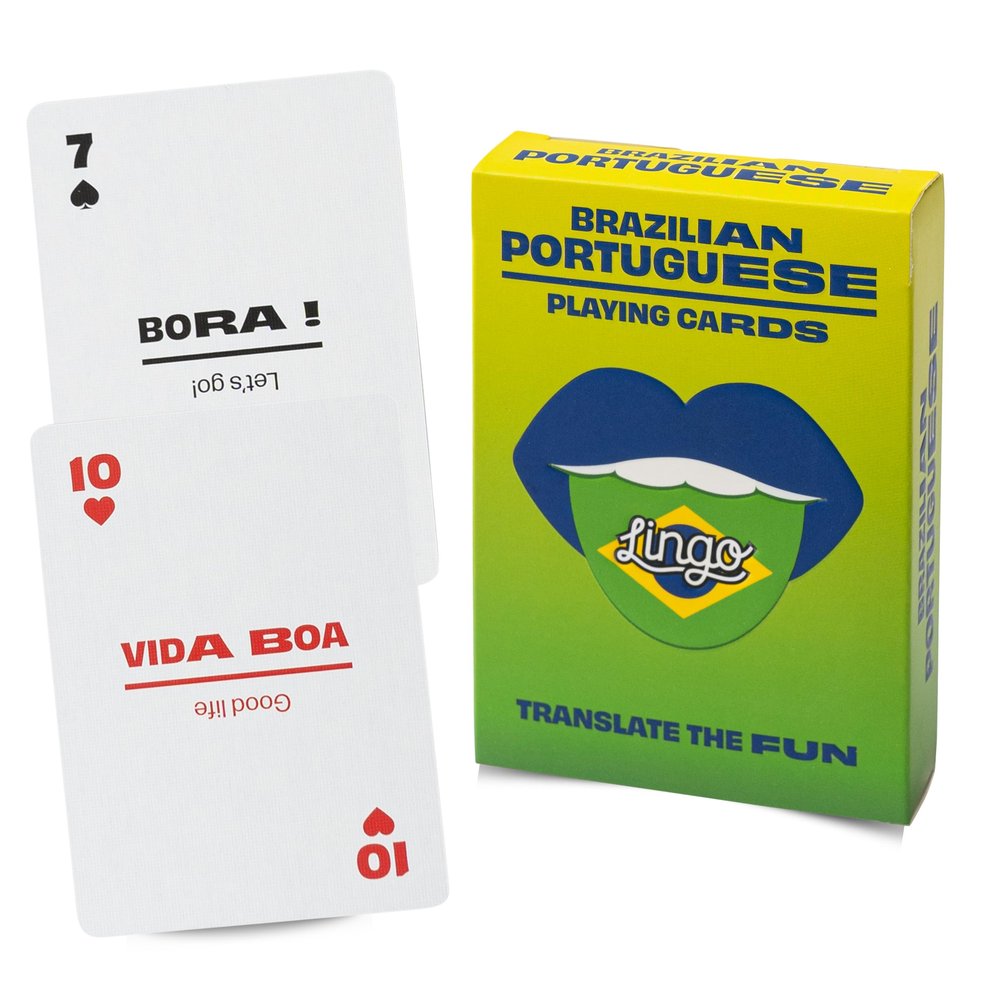 Brazilian Portuguese Lingo Playing Cards | Travel Language Cards | Learn Brazilian Vocabulary | 52 Essential Translations