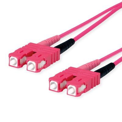 TELEGRTNER Fiber Optic Patch Cable 2x G50/125 OM4, 1x SC Duplex to 1x SC Duplex, Violet, 1 m