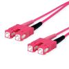 TELEGRTNER Fiber Optic Patch Cable 2x G50/125 OM4, 1x SC Duplex to 1x SC Duplex, Violet, 1 m view 1