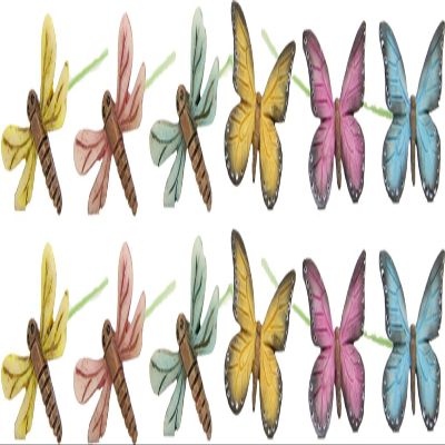 FADEDA Set of 12 Butterfly-Dragonfly Figures, 1.6 cm, Hand-Painted