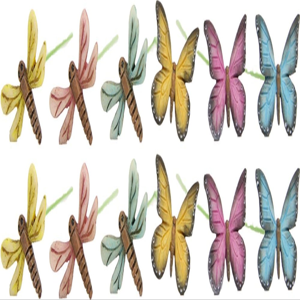 FADEDA Set of 12 Butterfly-Dragonfly Figures, 1.6 cm, Hand-Painted