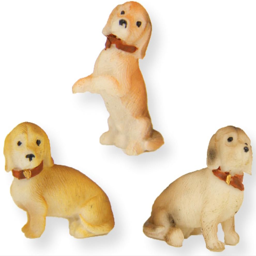 FADEDA 3-Piece Dog Set, 2 cm, Hand-Painted Nativity Figures