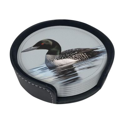 Coaster Loon Nature Bird Print Leather Coasters, Set of 6