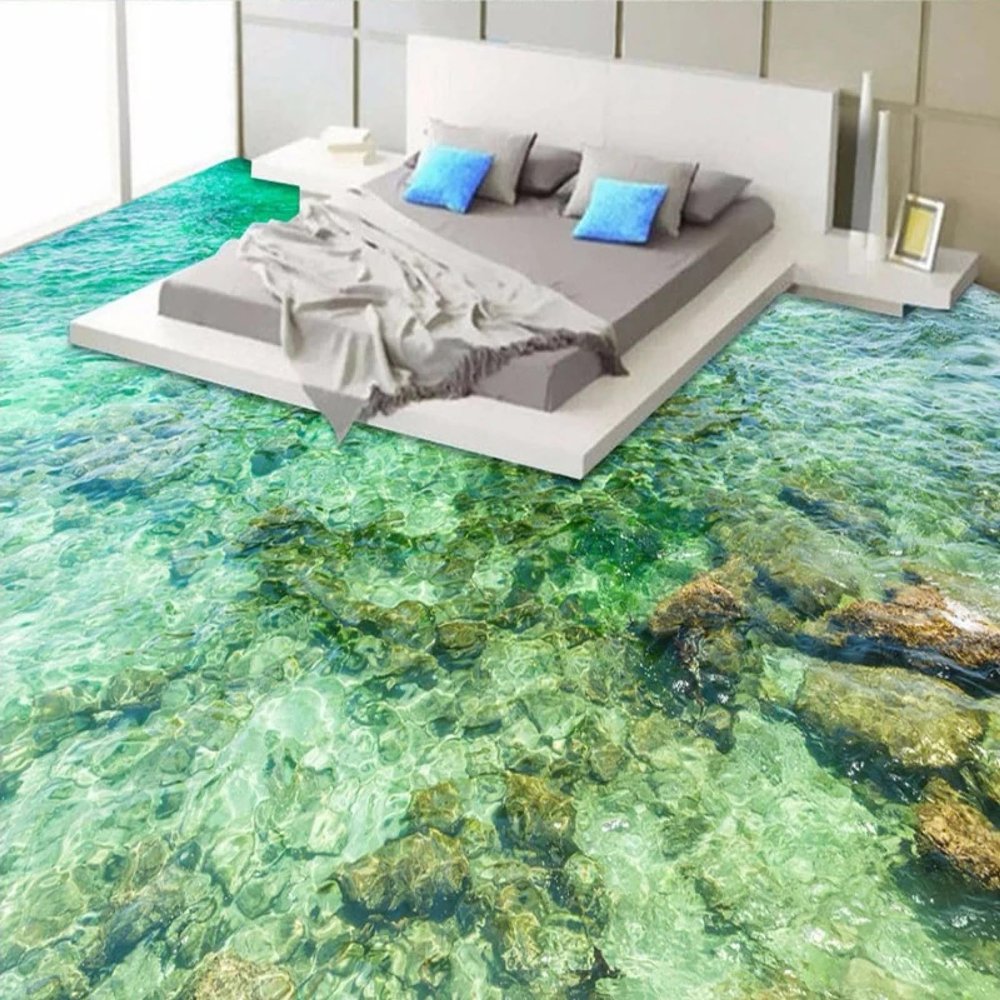 Self-Adhesive 3D Ocean Wave Floor Mural, 430 x 300 cm