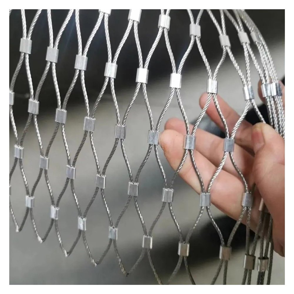 PFCDZDU Stainless Steel Wire Rope Mesh, Plant Climbing and Safety Net, Silver, 8 cm Mesh, 2 x 10 m