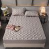 FCLDESHOP Breathable Solid-Color Thick Quilted Fitted Sheet, Pure Cotton, Anti-Slip Mattress Cover, Gray 2,200 x 220 cm + 30 cm (3 Pieces) view 1