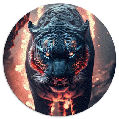 Fire Tiger Circular Jigsaw Puzzle, 1000 Pieces
