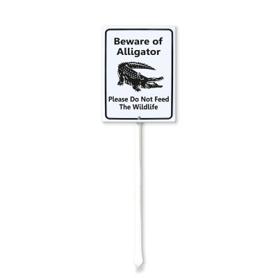 Geroclonup 17.8 x 22.4 cm "Beware of Alligator Please Do Not Feed the Wildlife" Lawn and Yard Sign with 43.7 cm Post Set, 40 mm Laminated Rust-Resistant Aluminum, 1 Pc