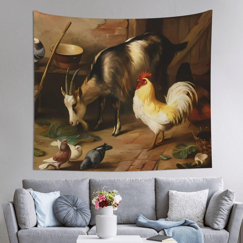 DEHIWI Farm Wall Tapestry, Lightweight and Soft, for Bedroom, Living Room or Dorm, 150 x 130 cm