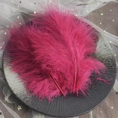 SYSUII 50-Piece Natural Turkey Feathers, 4–6 in, Burgundy