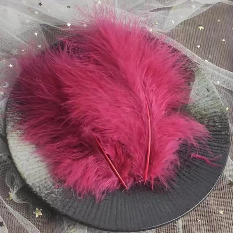 SYSUII 50-Piece Natural Turkey Feathers, 4–6 in, Burgundy
