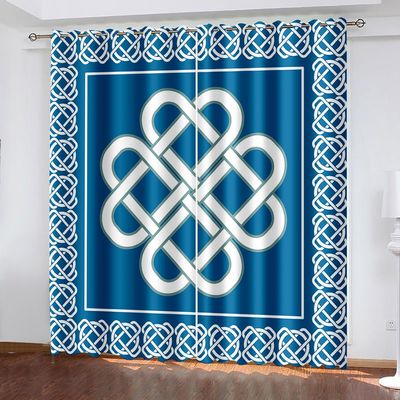 WIKINGER 3D Celtic Knot Blackout Curtains with Grommets, 2-Piece Set, 280 x 175 cm