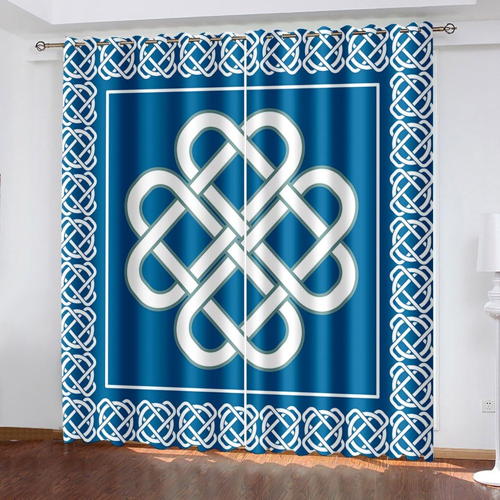 WIKINGER 3D Celtic Knot Blackout Curtains with Grommets, 2-Piece Set, 280 x 175 cm