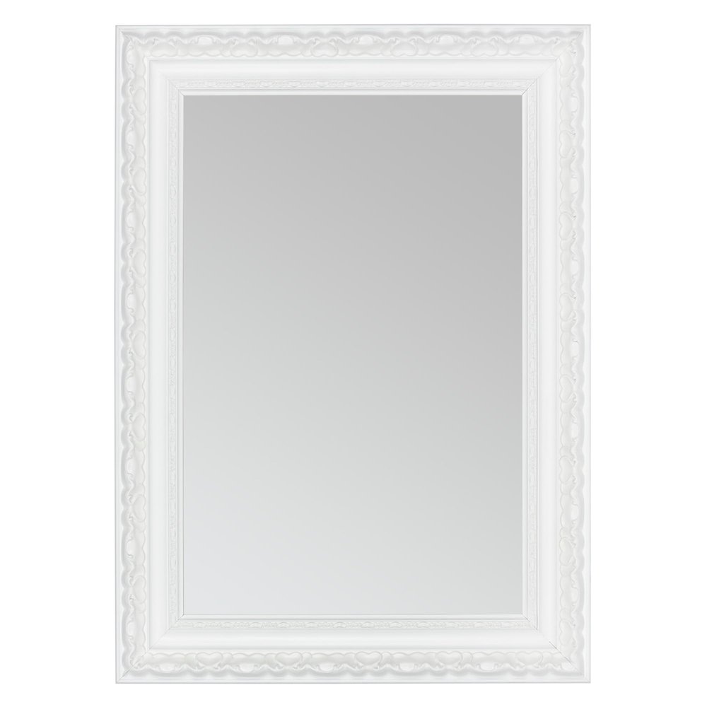CLAMARO Otto Baroque Wall Mirror, Solid Spruce Wood, 45 x 95 cm, Matte White
