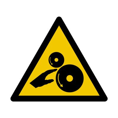 W213 - Warning: Hands and Gears - Safety Sign - Customizable Size - ISO 7010