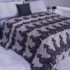 SaRani Terry Winter Quilted Bedspread with Leaf Pattern, Gray, Double Bed view 4