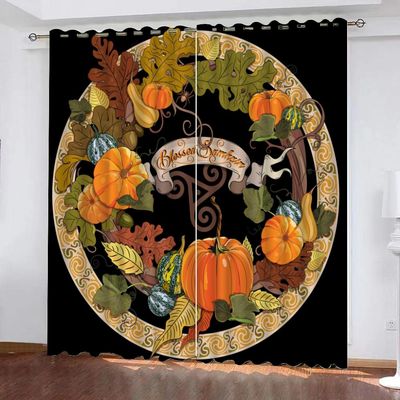 WIKINGER Halloween Pumpkin Blackout Curtains, 2-Piece Set, 220 x 215 cm