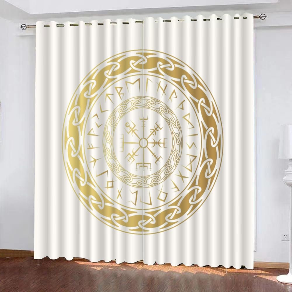WIKINGER 3D Grommet Blackout Curtains, 2-Piece Set, 200 x 200 cm