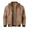 Duohropke Men's Hooded Jacket with USA Flag Print, Fleece-Lined Zip Jacket view 3