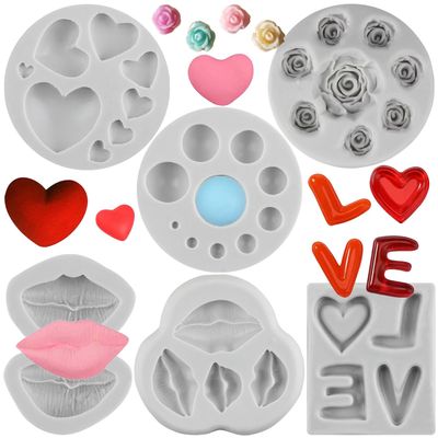Sijiangmold Valentine’s Day Silicone Fondant Molds, 6-Piece Set