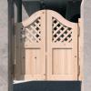 Pine Wood Saloon Café Swinging Door with Gridded Window, Double-Action Interior Door view 1