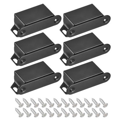 QUARKZMAN 6-Pack Magnetic Cabinet Door Catches, Stainless Steel, Black