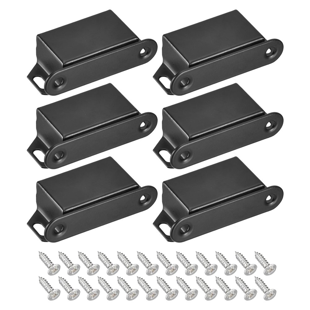 QUARKZMAN 6-Pack Magnetic Cabinet Door Catches, Stainless Steel, Black