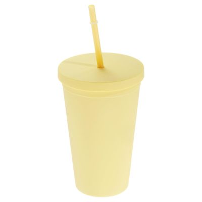 QUARKZMAN 15 oz Insulated Acrylic Tumbler with Lid and Straw, Candy Yellow