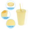 QUARKZMAN 15 oz Insulated Acrylic Tumbler with Lid and Straw, Candy Yellow view 3