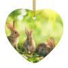 Funny Rabbit Printed Heart Ceramic Christmas Ornament view 2