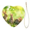 Funny Rabbit Printed Heart Ceramic Christmas Ornament view 3