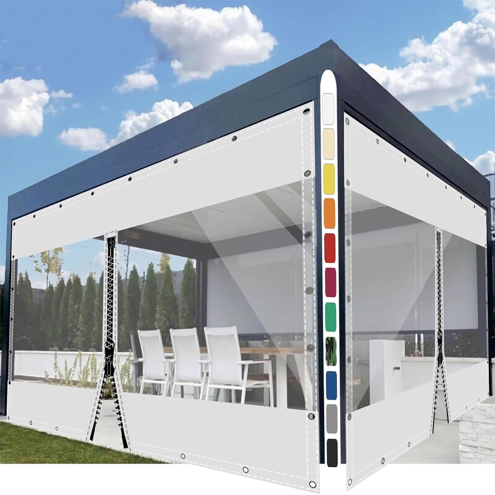 SDLLG Transparent PVC Tarpaulin, 600 g/m², Waterproof, H3 m × L4.4 m, White