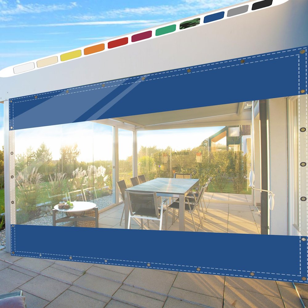 SDLLG Waterproof Blue PVC Tarp, 600 g, Transparent, 3.5 m × 4.2 m