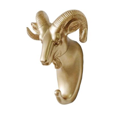 WJXFHTD 1-Pack Wall Hook, Gold-Colored Goat Head