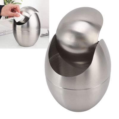 Stainless Steel Desktop Trash Can with Lid, Silver Wastebasket