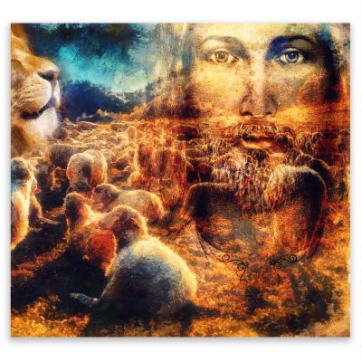 SMTDeco Stove Cover 65 × 60 cm, Jesus Sheep Orange