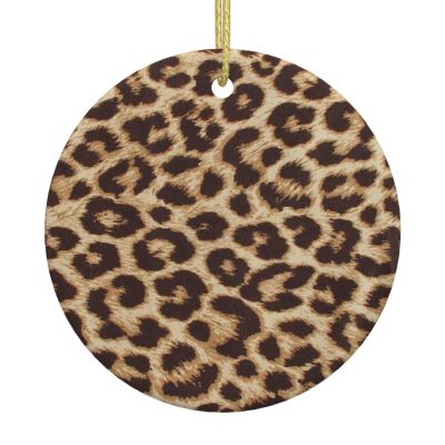 OPSREY Funny Leopard Print Christmas Ceramic Ornament