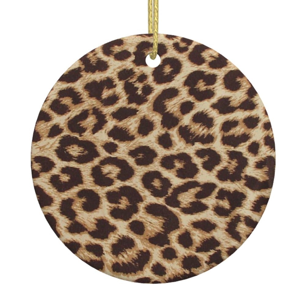 OPSREY Funny Leopard Print Christmas Ceramic Ornament