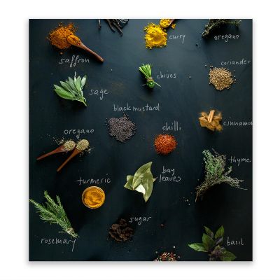 SMTDeco Stove Cover 60 × 65 cm, Tempered ESG Glass, Scratch-Resistant & Slip-Resistant, Splash Guard & Cutting Board for Induction/Ceramic Cooktops, 1-Piece, Graphite Spices Design