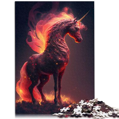 1000-Piece Adult Puzzle, Blazing Unicorn Cardboard Jigsaw Puzzle