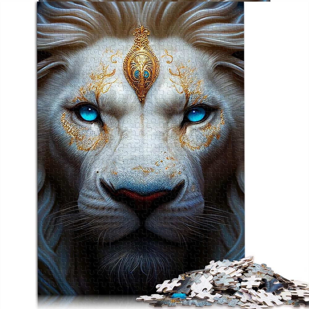 1000-Piece Puzzle for Kids, Fantasy Lion Warrior, Wooden Puzzle for Adults and Children, 19.7 x 29.5 Inches