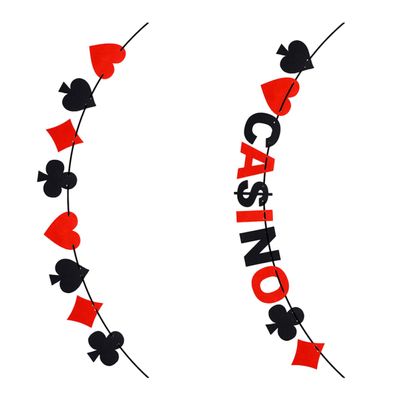 Poker Bunting Banner, 2 m, Felt, Poker Party Decoration