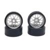 Wisoolkic 4-Pack 26.5 mm Racing Tires with Metal Rims for 1/28 Wltoys K969, Silver view 1