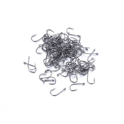 100 Carbon Steel Fishing Hooks, Perforated and Barbed