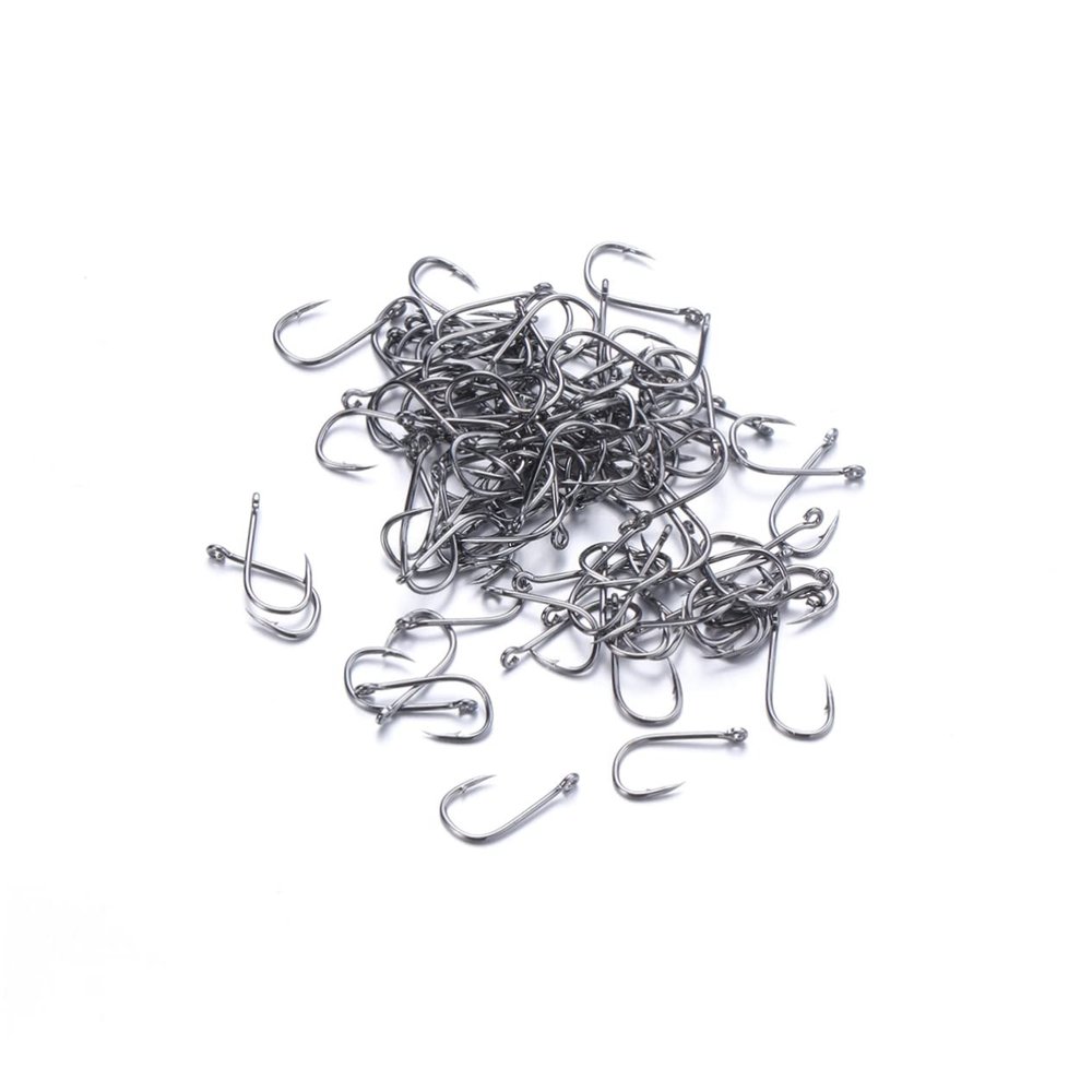 100 Carbon Steel Fishing Hooks, Perforated and Barbed