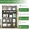 ARMERI Kitchen Pantry Cabinet, Freestanding Microwave Cabinet with Double Doors and Transparent Acrylic Windows, Buffet Hutch for Living or Dining Room, 176 × 116 cm (69.4 × 46 in) view 2